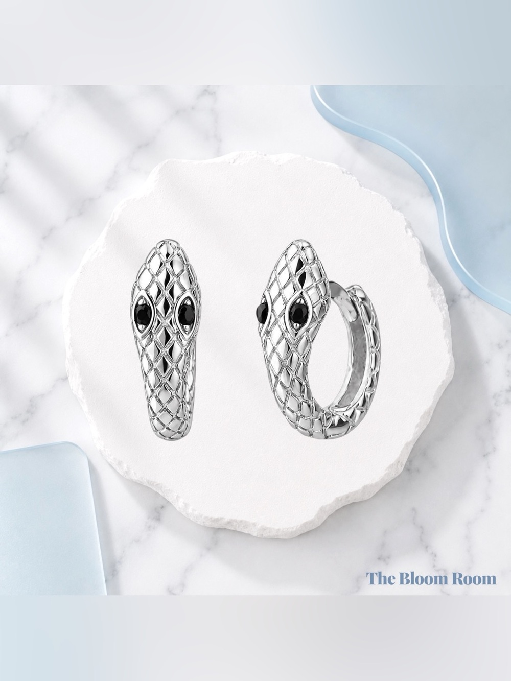 Fang Drip Earrings Silver | 925 Sterling Silver Snake Huggie Earrings